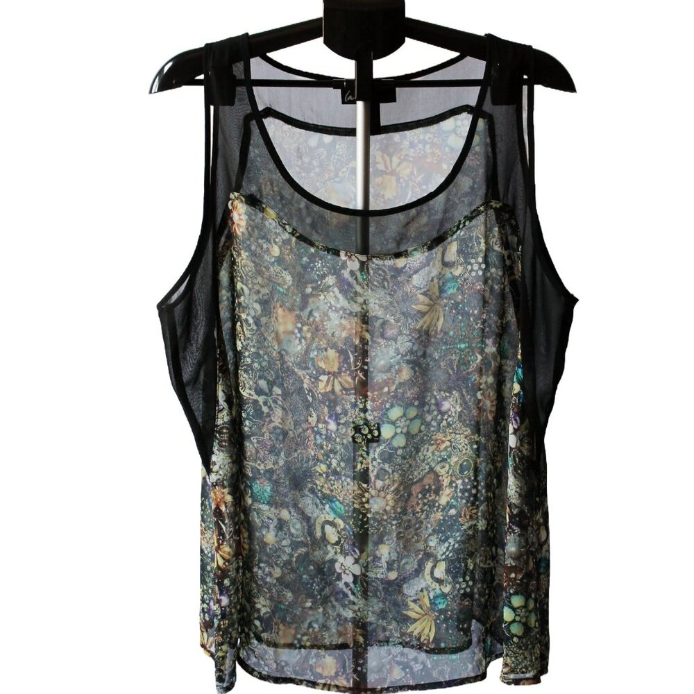 Sz.20 Lane Bryant,  Black and multi colored tank top 100% Polyester